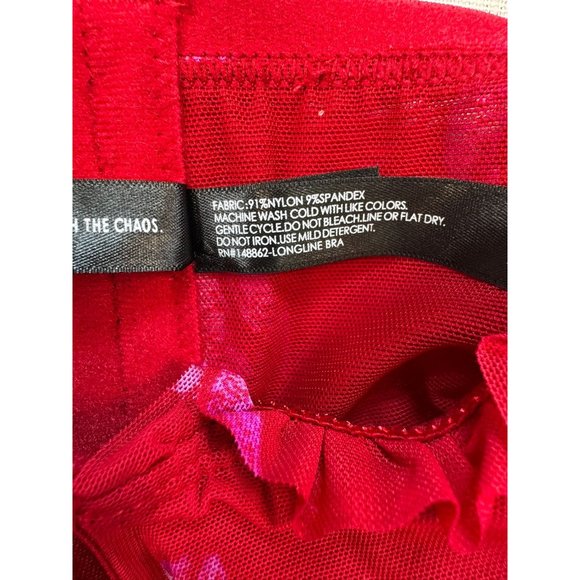 Torrid Curve Red Kisses Longline Bra Size 1 With Ruffle Straps & Underwire Suppo - Picture 4 of 11